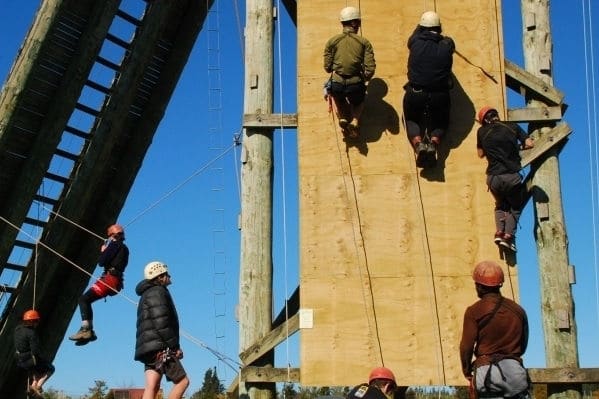 Learning to abseil at Whenua Itis Outdoor Education Centre