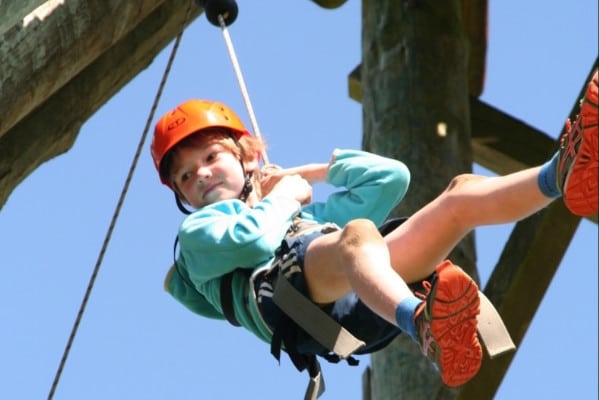 Child on the Flying Kiore at Whenua Iti Outdoors Education Centre