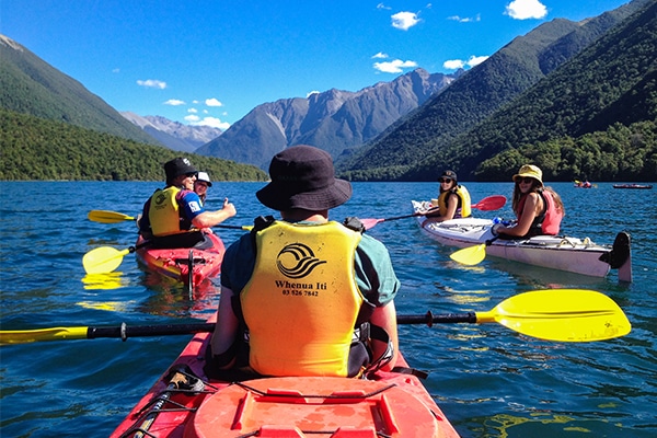 kayaking in nelson lakes national park on a secondary programme