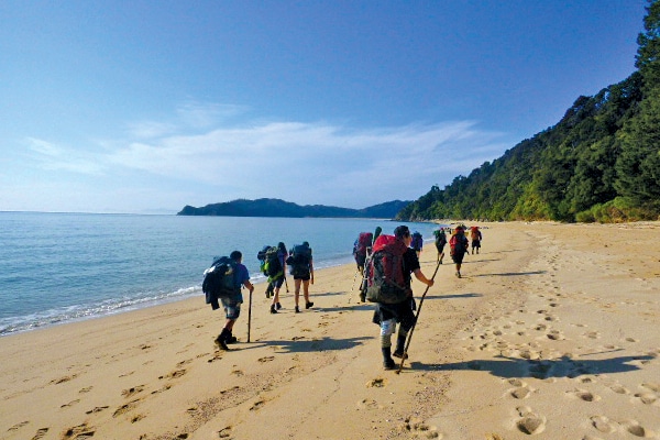 journey tramping on the beach