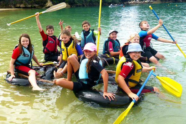 raft building at Kaiteriteri Beach